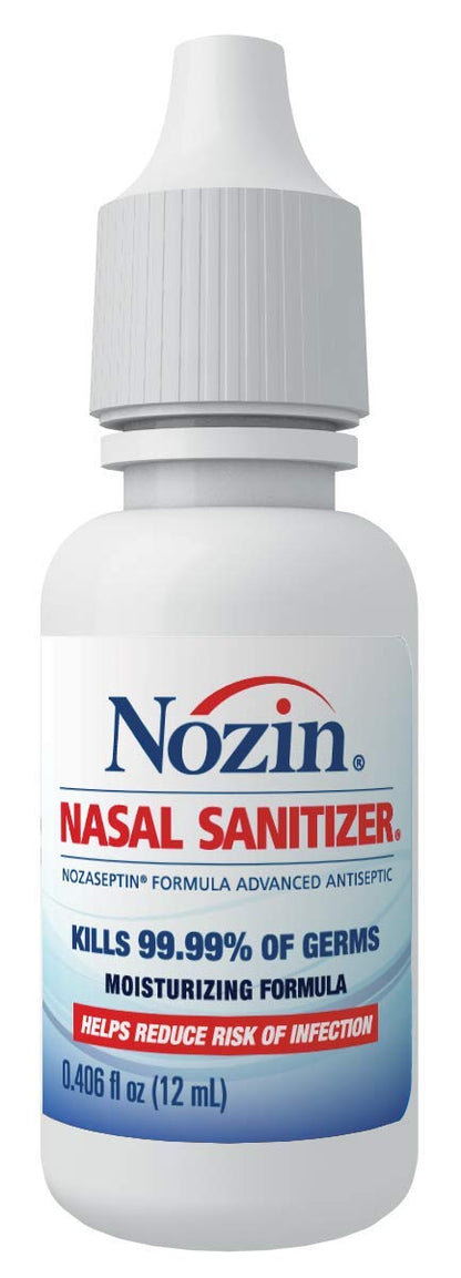 Authentic USA imported Nozin nasal antiseptic liquid showing product directions and ingredients