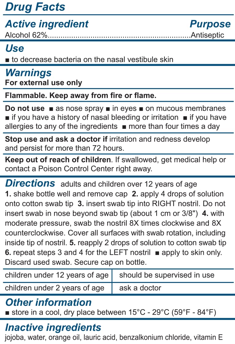 Nozin germ protection sanitizer solution for nasal vestibule skin health