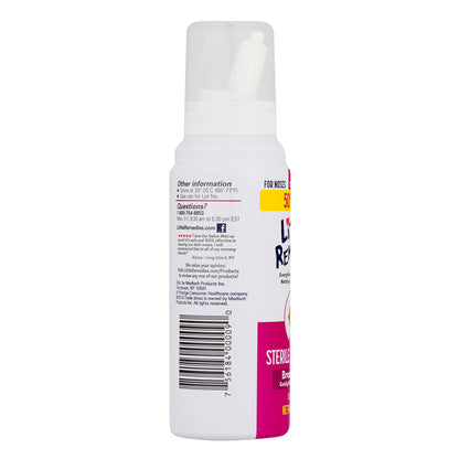Preservative free sterile saline spray for newborns showing side application instructions