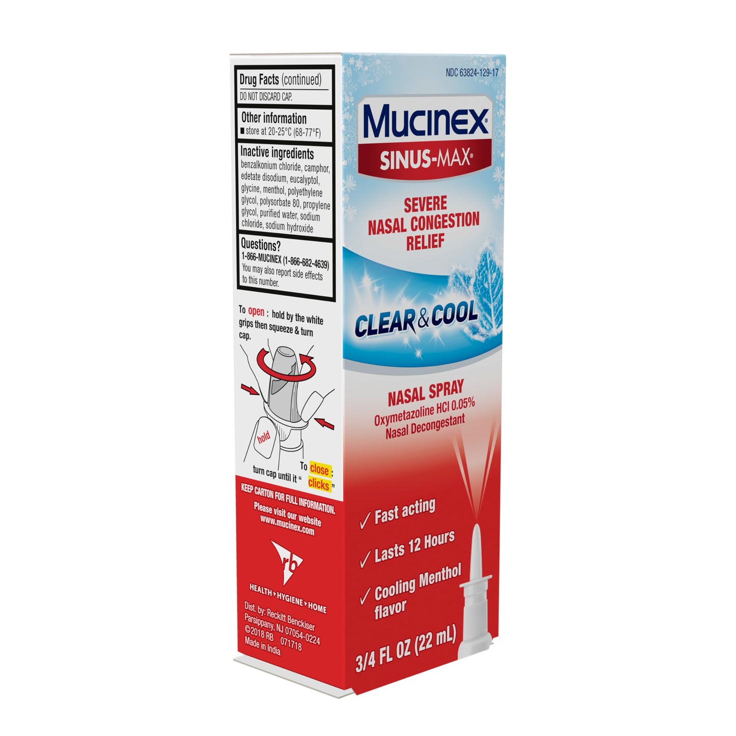 Mucinex severe nasal congestion relief over the counter medicine clear bottle