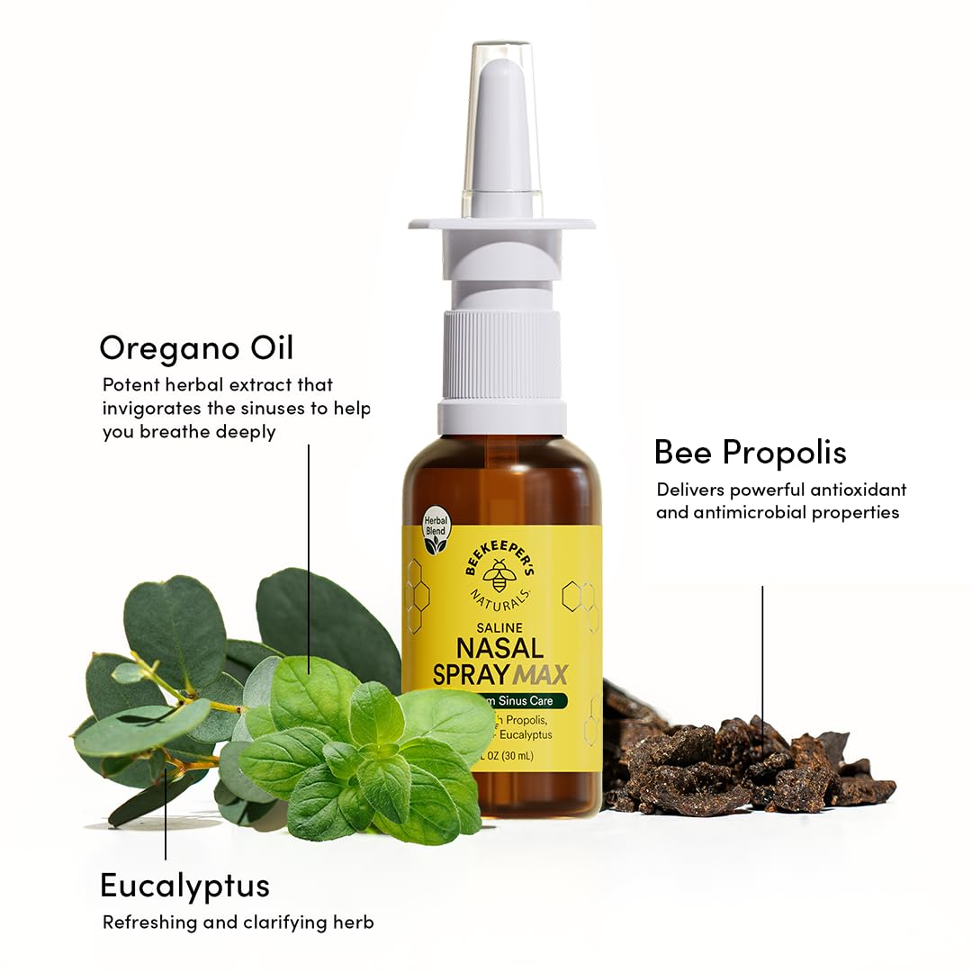 Close-up of the pump nozzle on the propolis nasal spray max bottle.