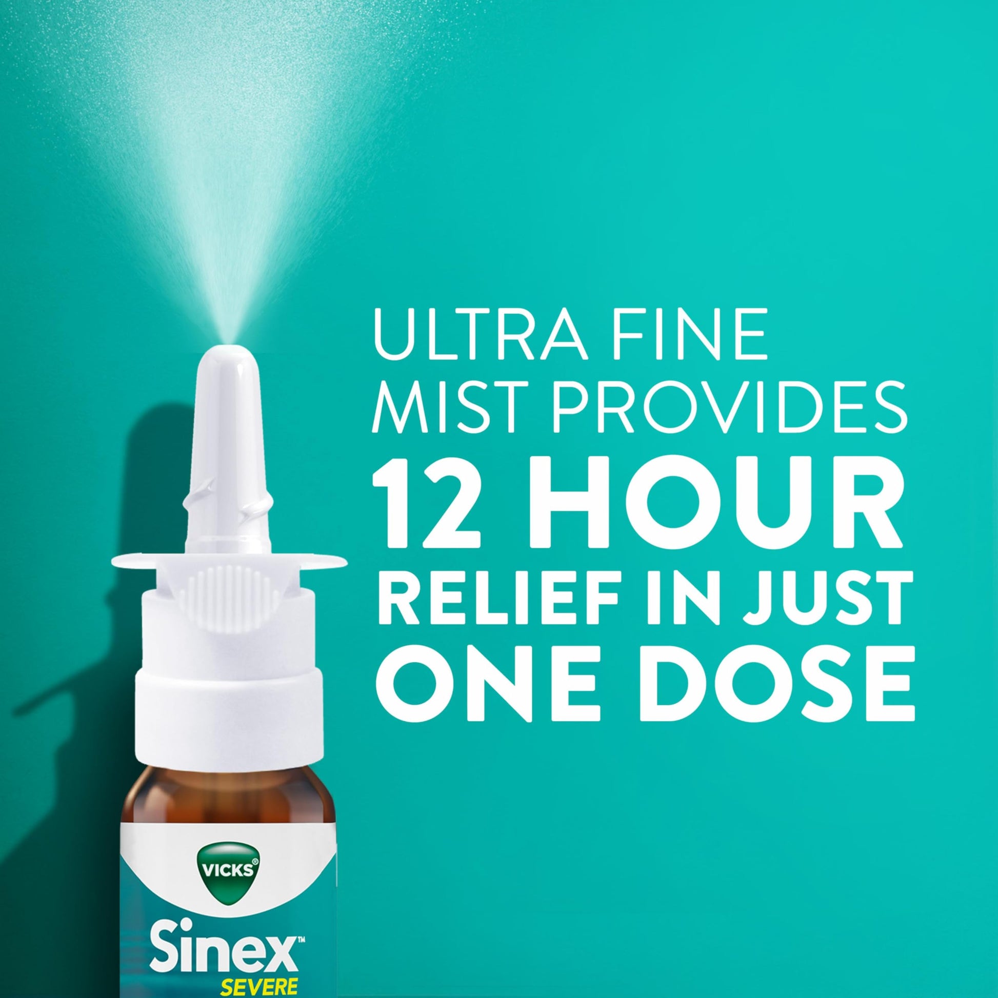 Vicks Sinex Severe Ultra Fine Mist bottles standing upright showing the nasal spray nozzle design.