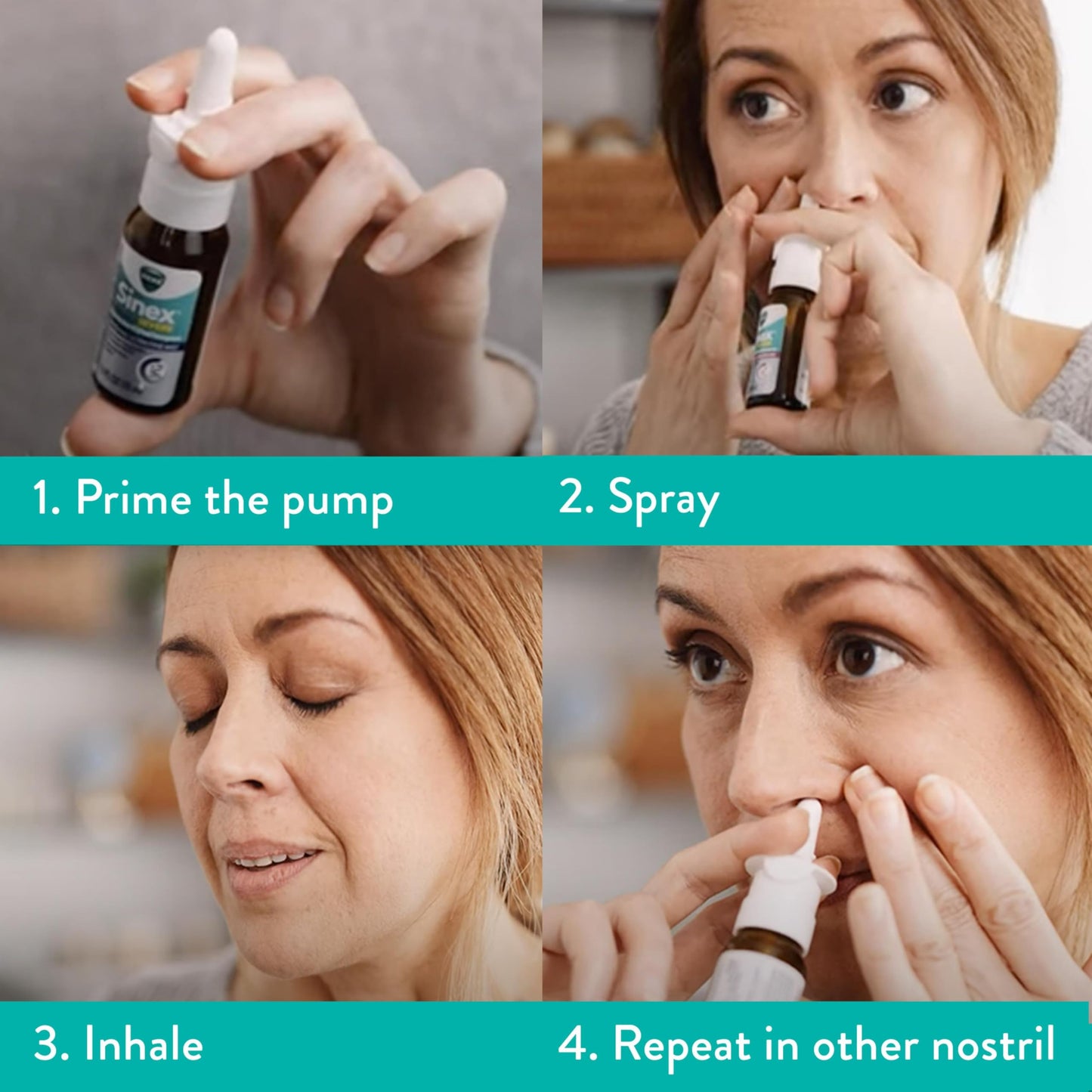 Close up of the ultra fine mist applicator tip on the Vicks Sinex Severe bottle.