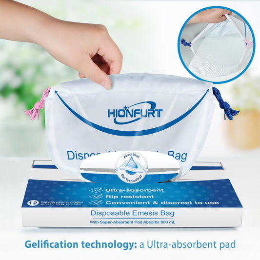 Close up view of the rigid opening ring on the disposable emesis pouch.