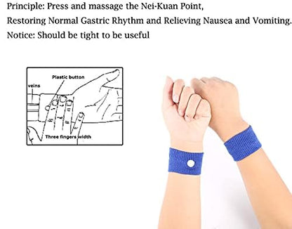 Demonstration of P6 acupressure point for motion sickness relief