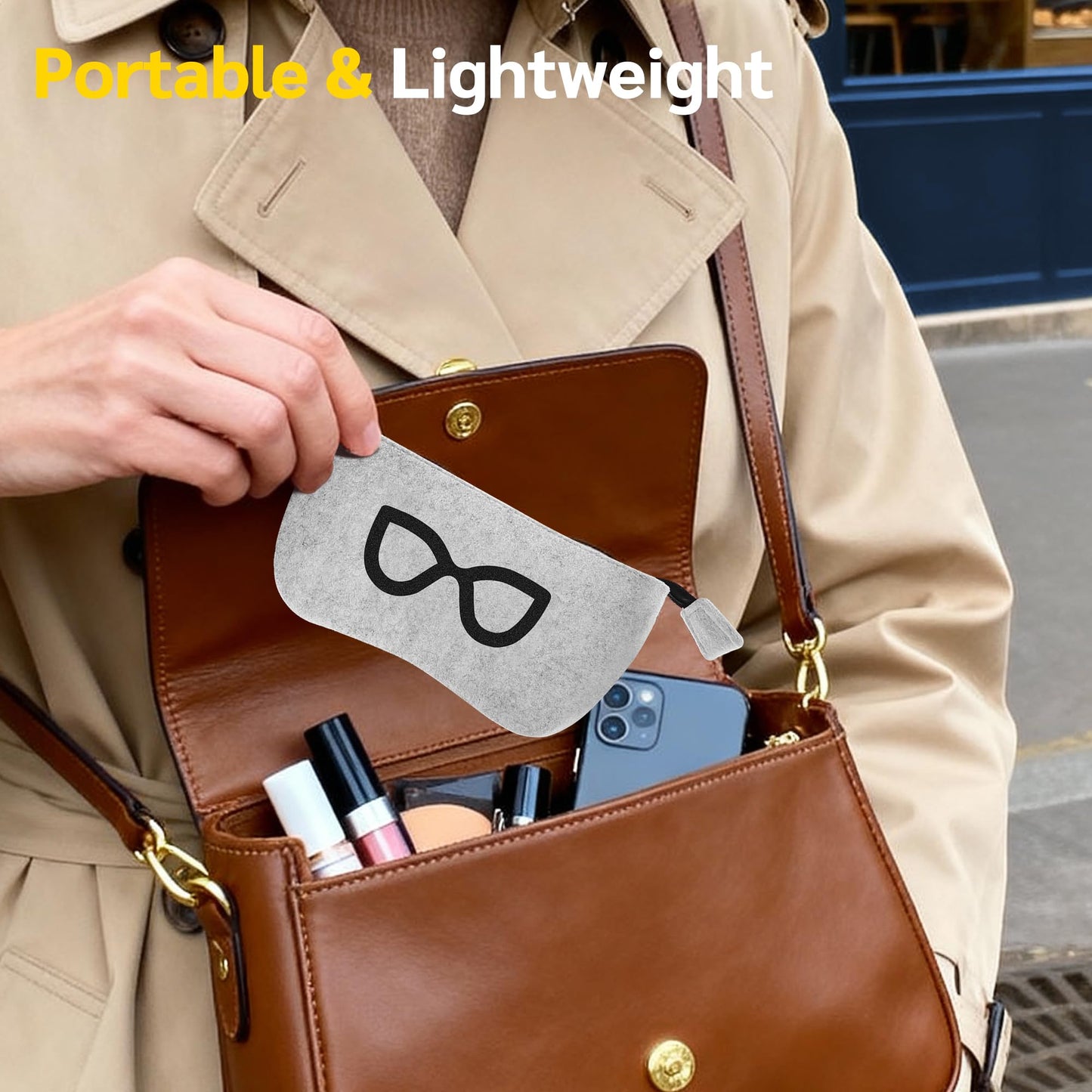 Full kit of NEOISM anti motion sickness glasses with the protective travel pouch.