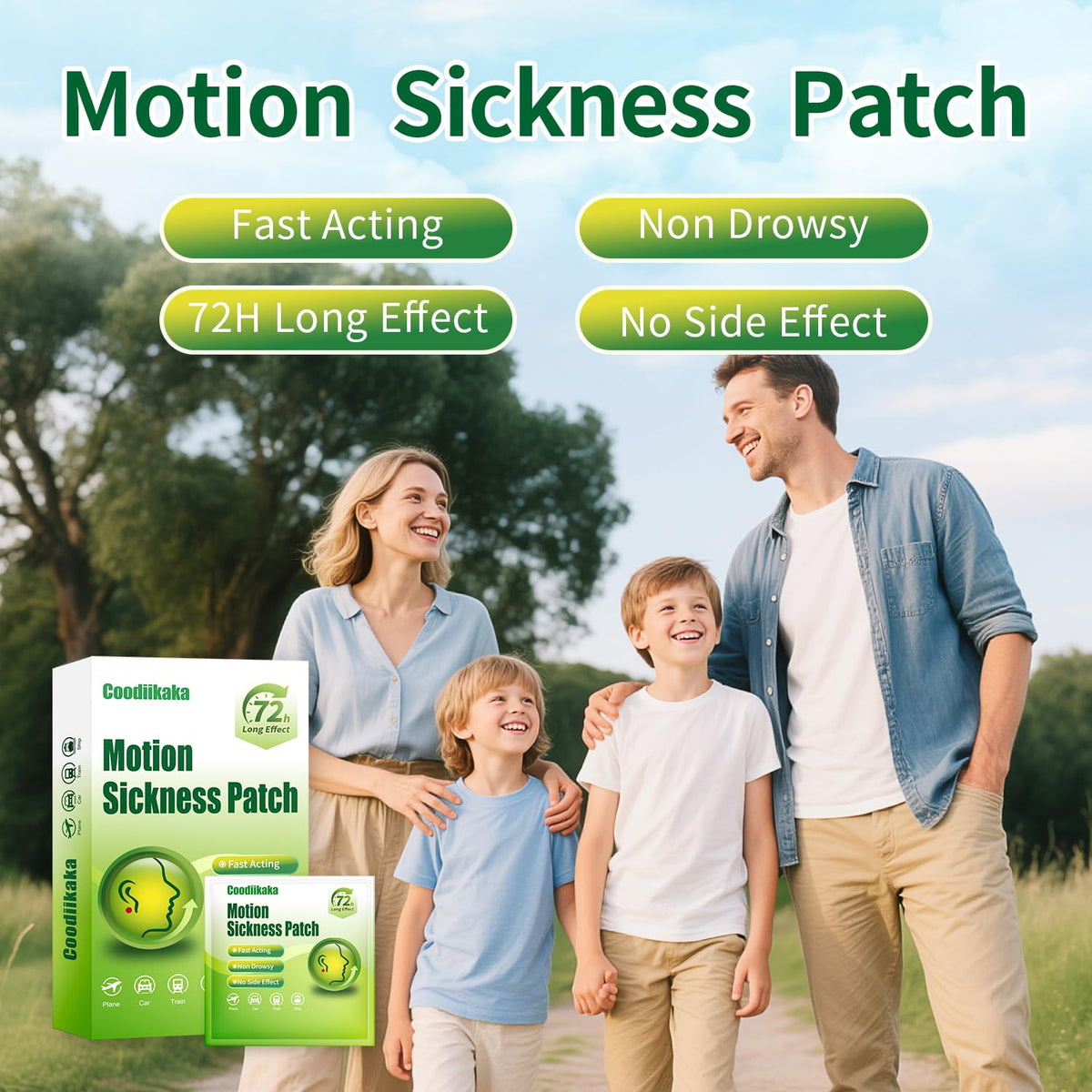 Full packaging contents of the thirty six piece box of imported motion sickness remedy