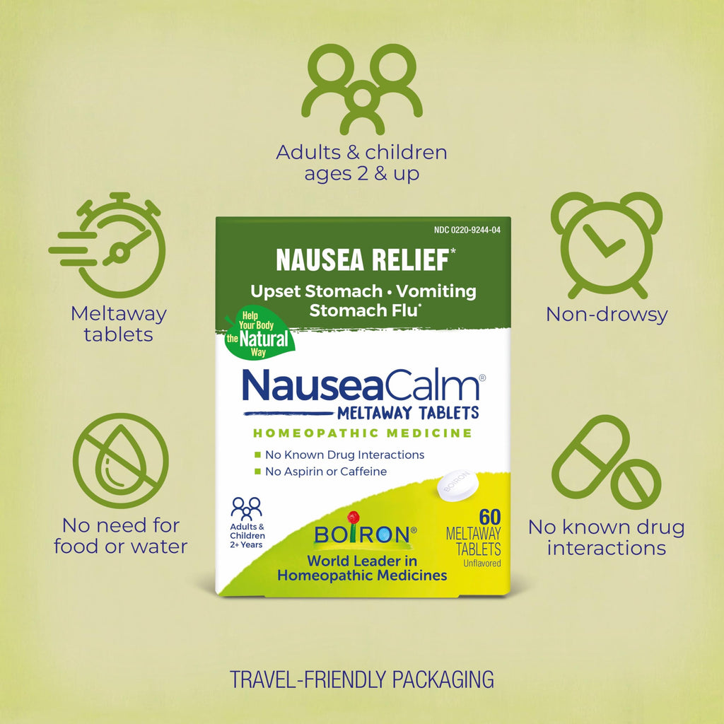 Non drowsy motion sickness tablets by Boiron USA import