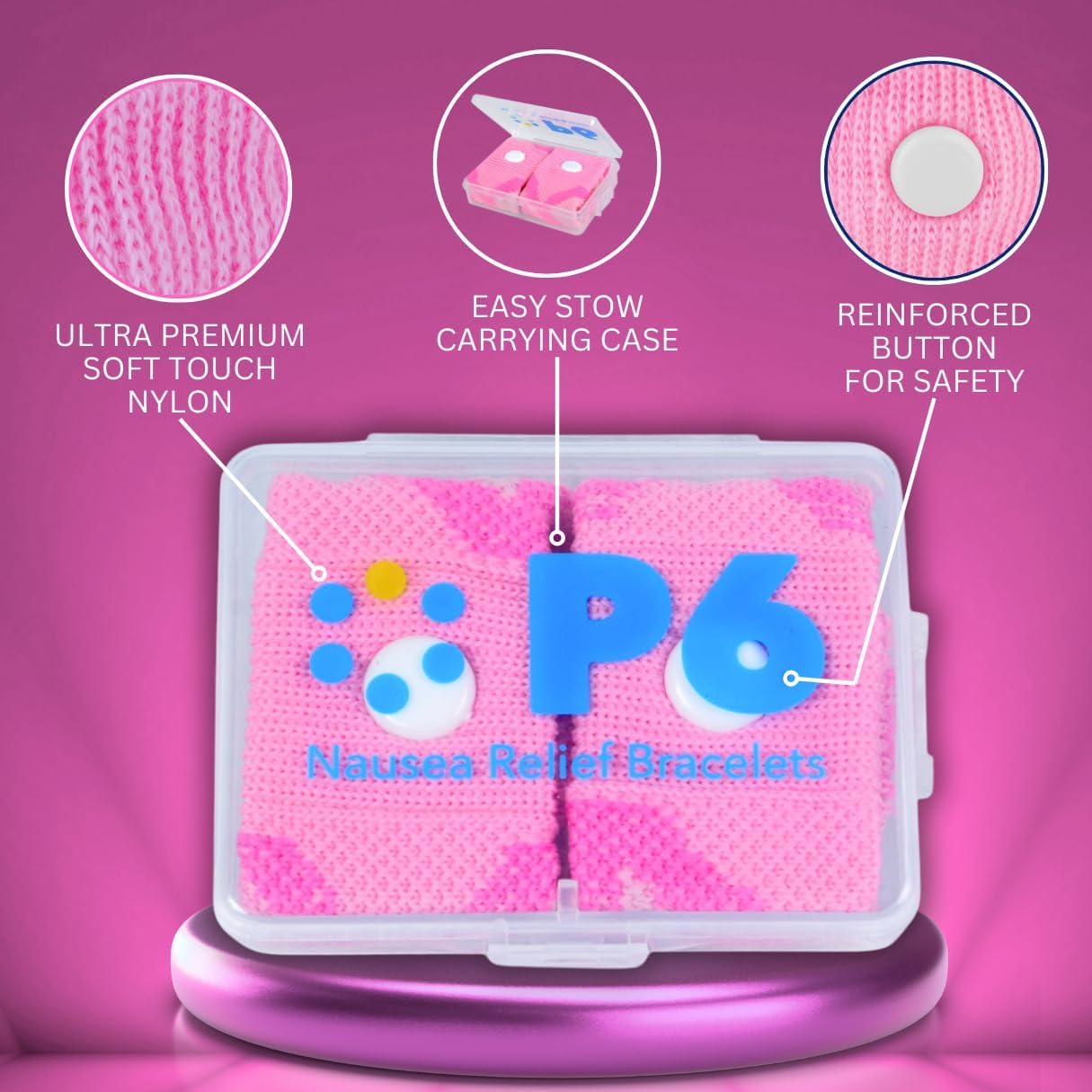 Two pack of non drowsy travel sickness wristbands for children