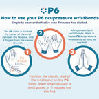 Pink and blue cotton motion sickness bands for car travel