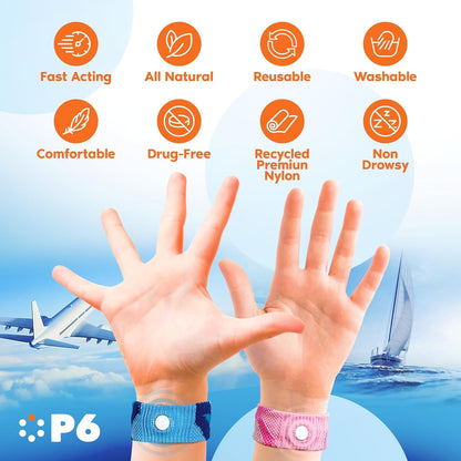 Acupressure treatment bands showing correct wrist placement point