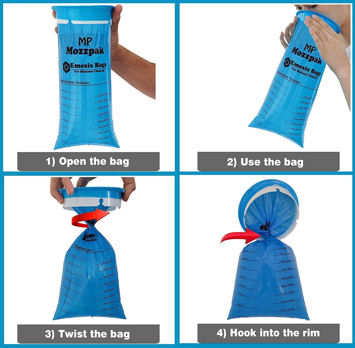 Leak proof barf bags with twist and lock closure mechanism