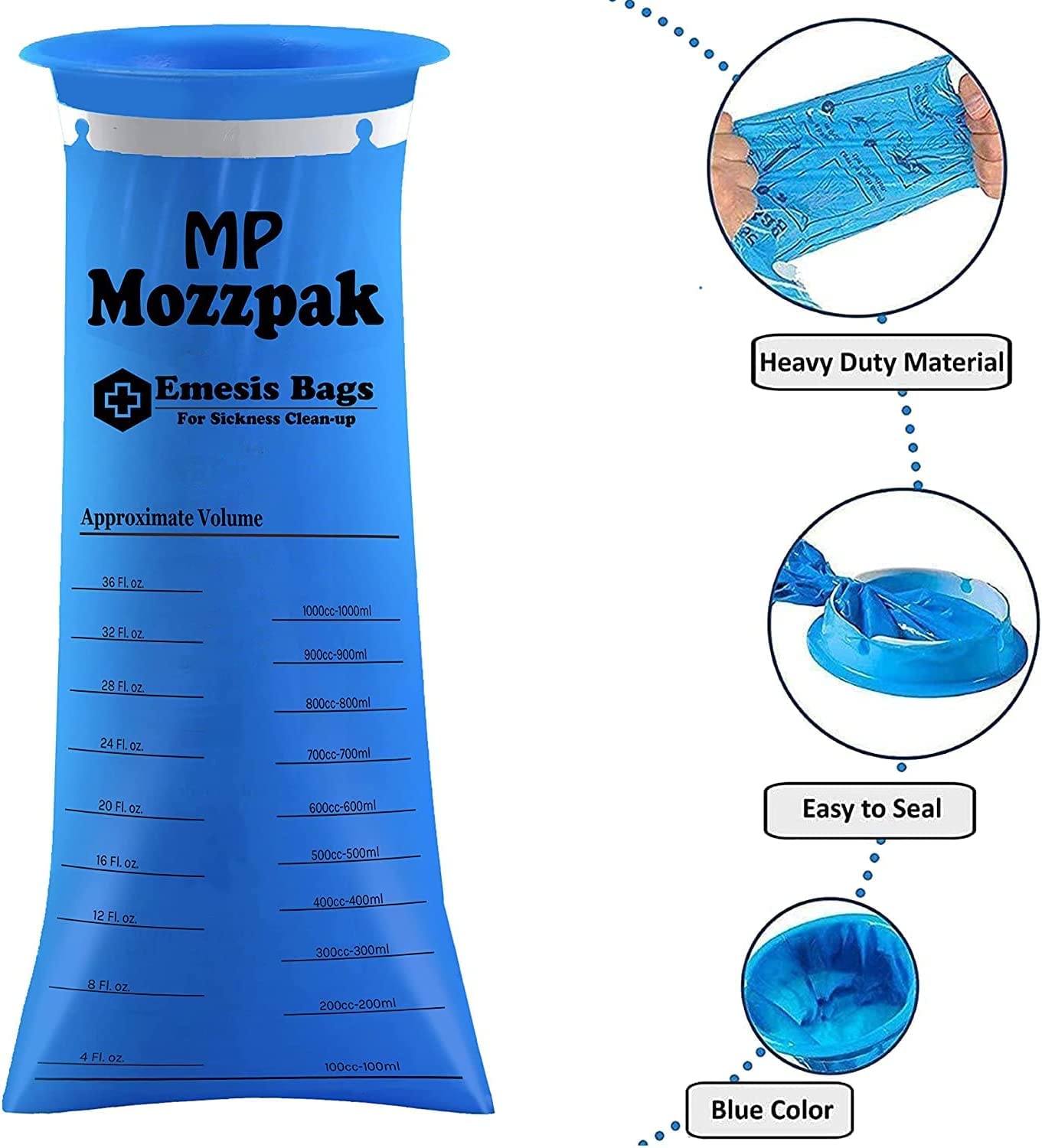 Travel friendly puke bags stacked together for car or airplane