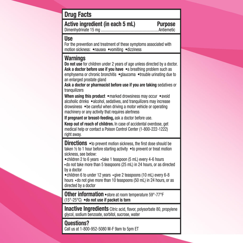 Back panel view detailing the precise dosage guidelines for children aged two to six and six to twelve.