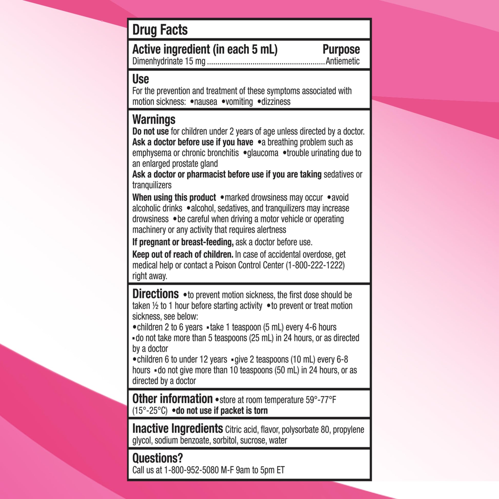 Back panel view detailing the precise dosage guidelines for children aged two to six and six to twelve.