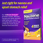 Nauzene ginger honey flavor 42 count box side view showing drug facts