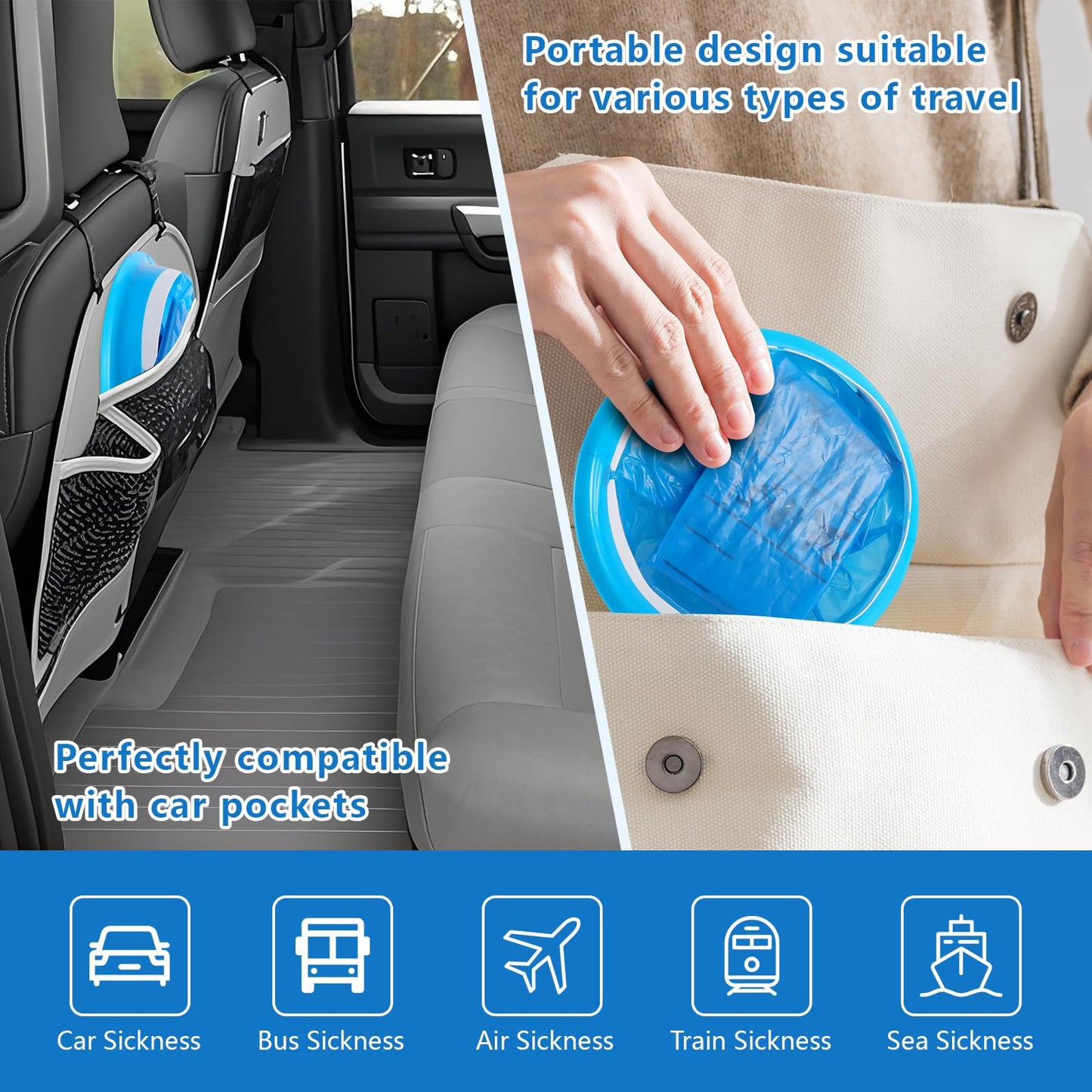 Medical grade puke bags pack of 100 designed for car and flight emergencies.