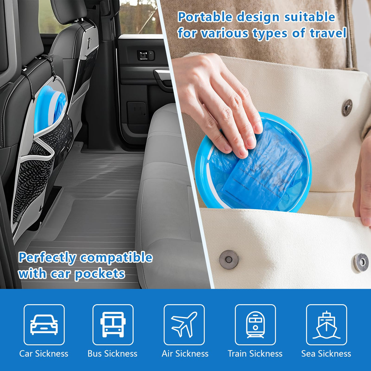 Medical grade puke bags pack of 100 designed for car and flight emergencies.