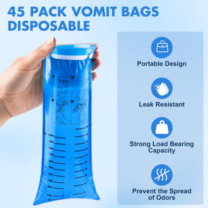 Close up view of the rigid plastic ring and notch mechanism on the KKEETUR portable vomit bag