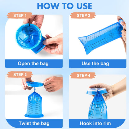 Step by step demonstration of twisting and sealing the KKEETUR disposable barf bag after use