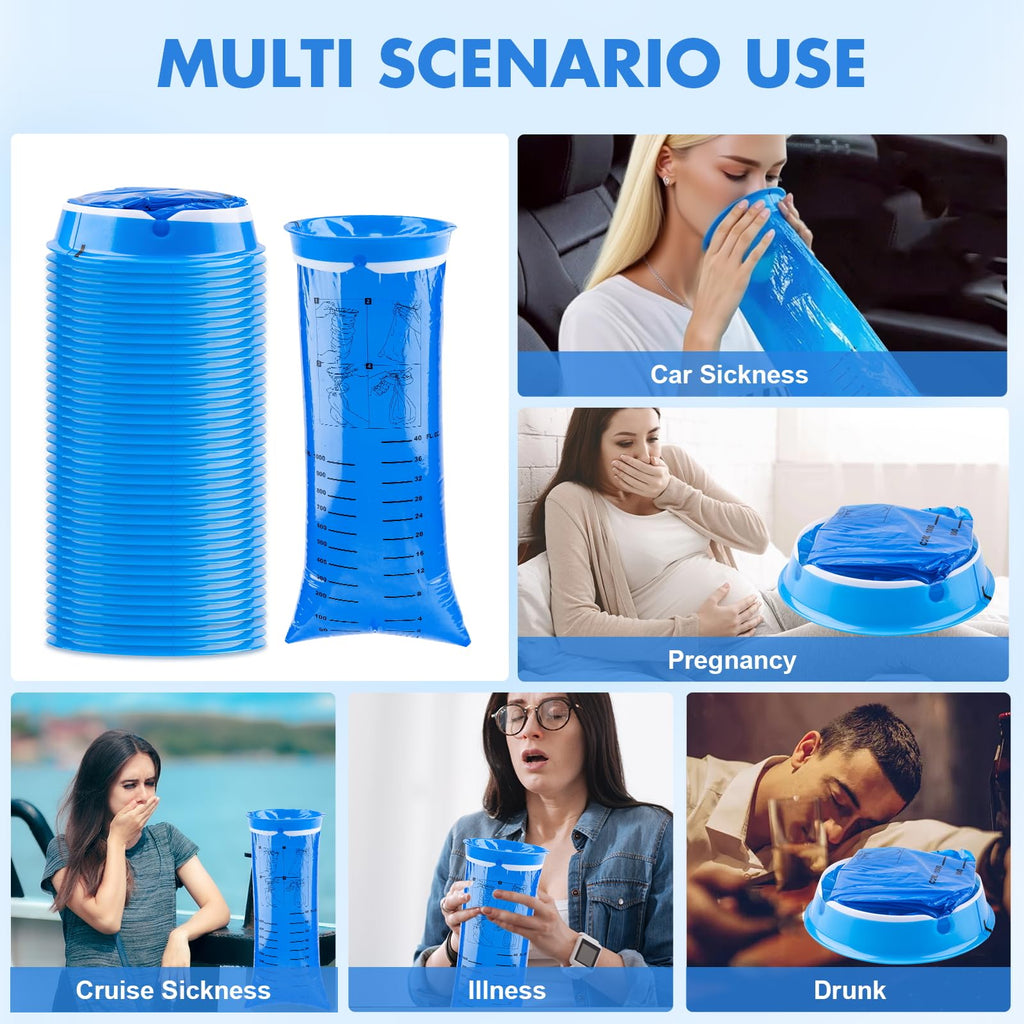 KKEETUR 1000ml capacity disposable sickness bag showing durable and tear resistant material structure