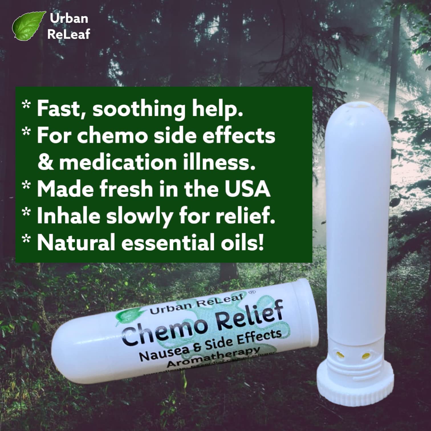 Urban ReLeaf essential oil nasal stick close up showing compact pocket size design.