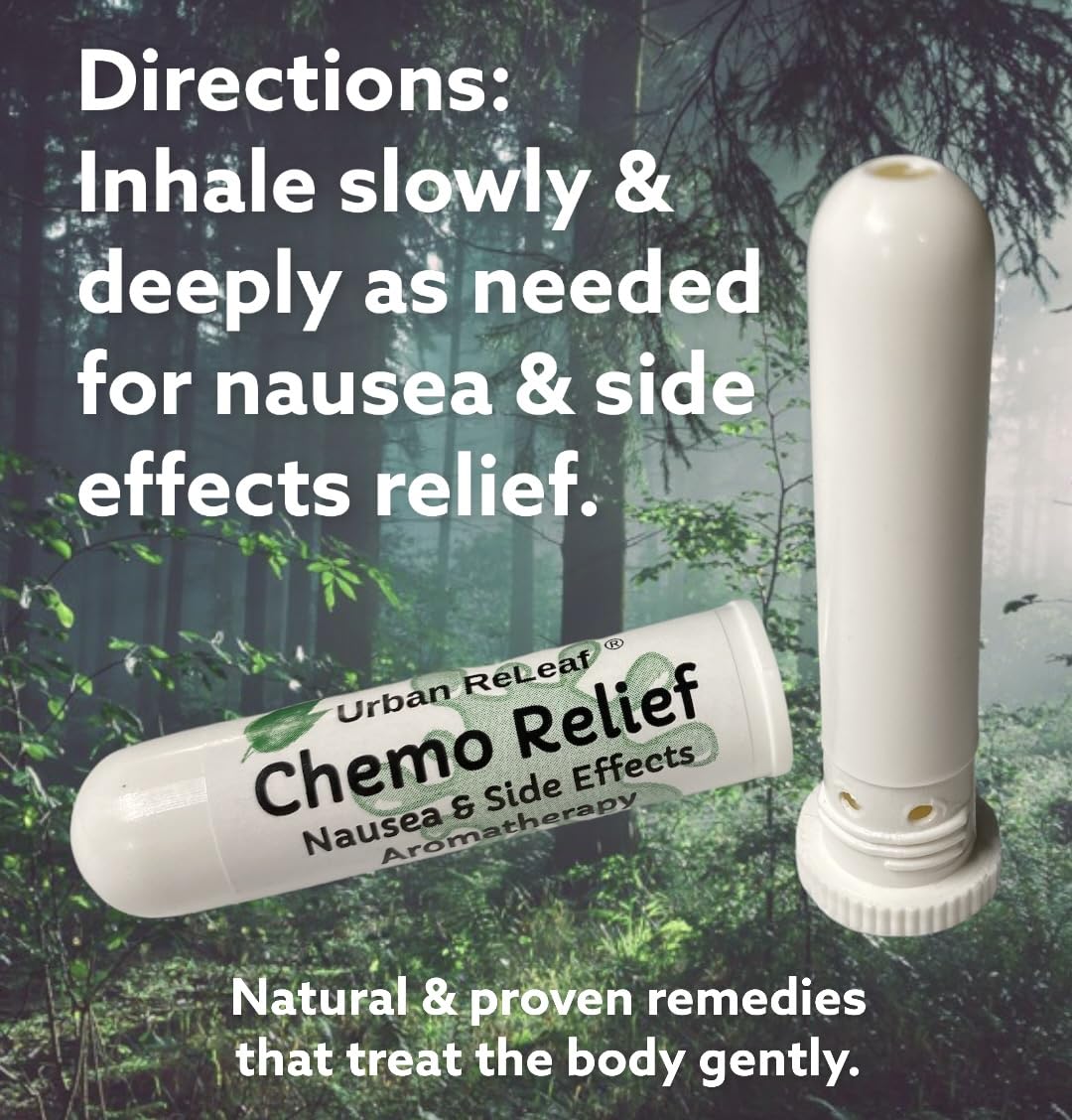 Anti nausea herbal inhaler being held open for deep inhalation usage display.