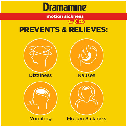 Dramamine for Kids 8 count box with included portable travel case