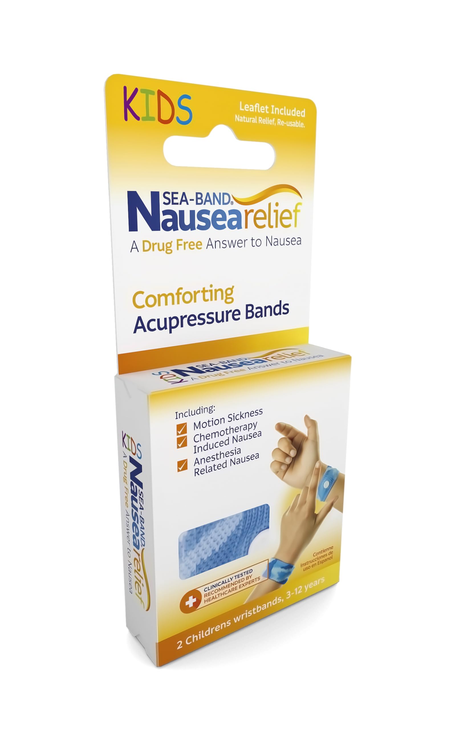 Two blue acupressure bands for children with travel case