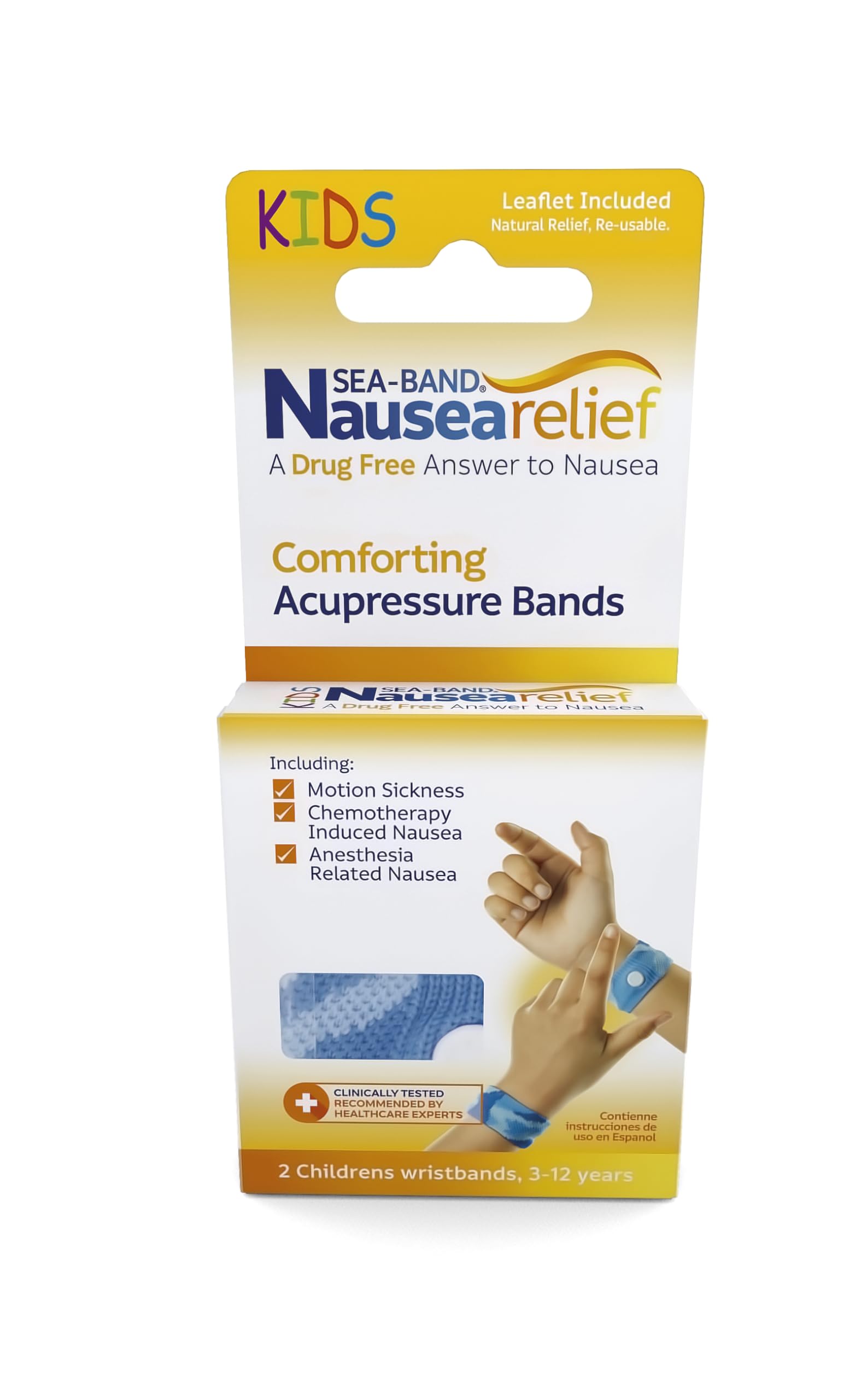 Sea-Band child size natural nausea relief bands close up
