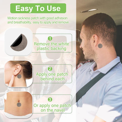 Close up of the non drowsy motion sickness remedy showing the easy peel adhesive backing.