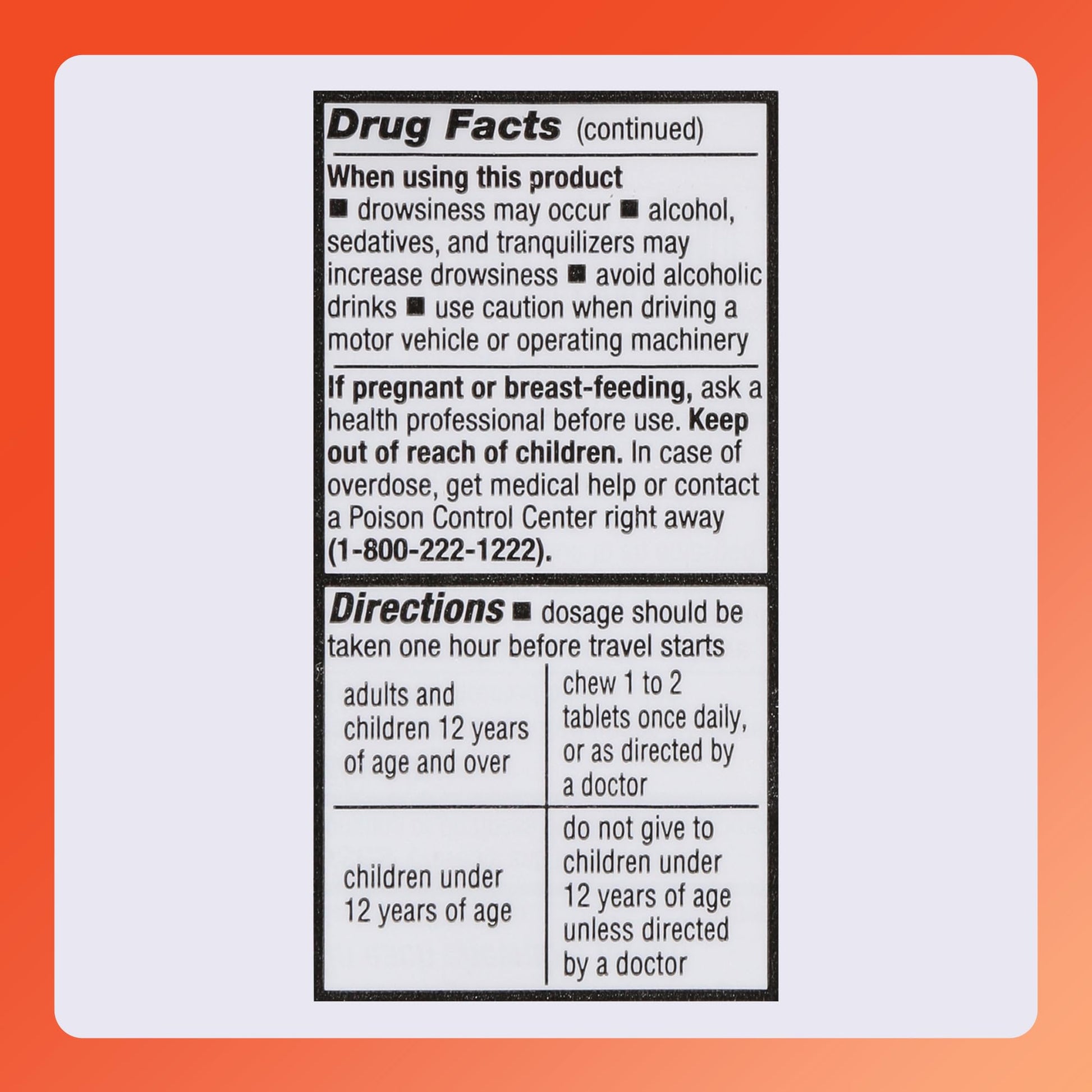 Rugby Laboratories motion sickness prevention tablets single bottle layout for travel care