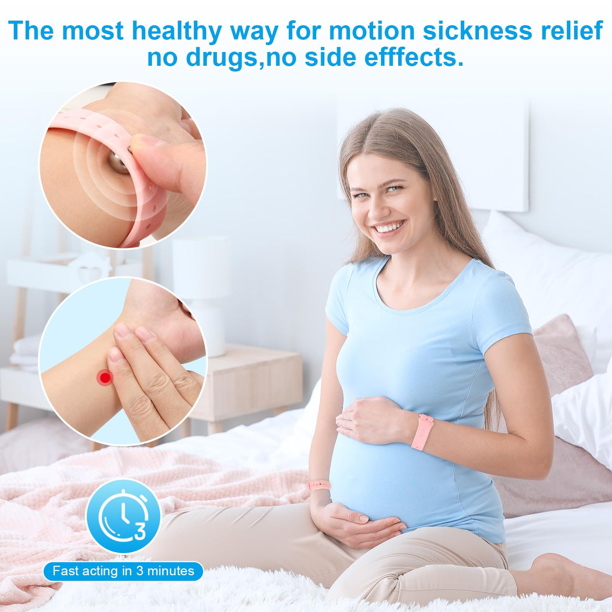 Adjustable silicone motion sickness bands with interchangeable metal and silicone beads