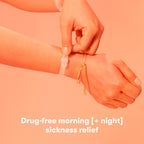 Frida Mom morning sickness bracelet showing the adjustable strap and neutral design.