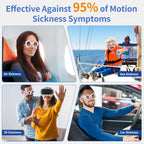 Hion car sickness glasses showing the flexible blue horizon liquid inside the frame.
