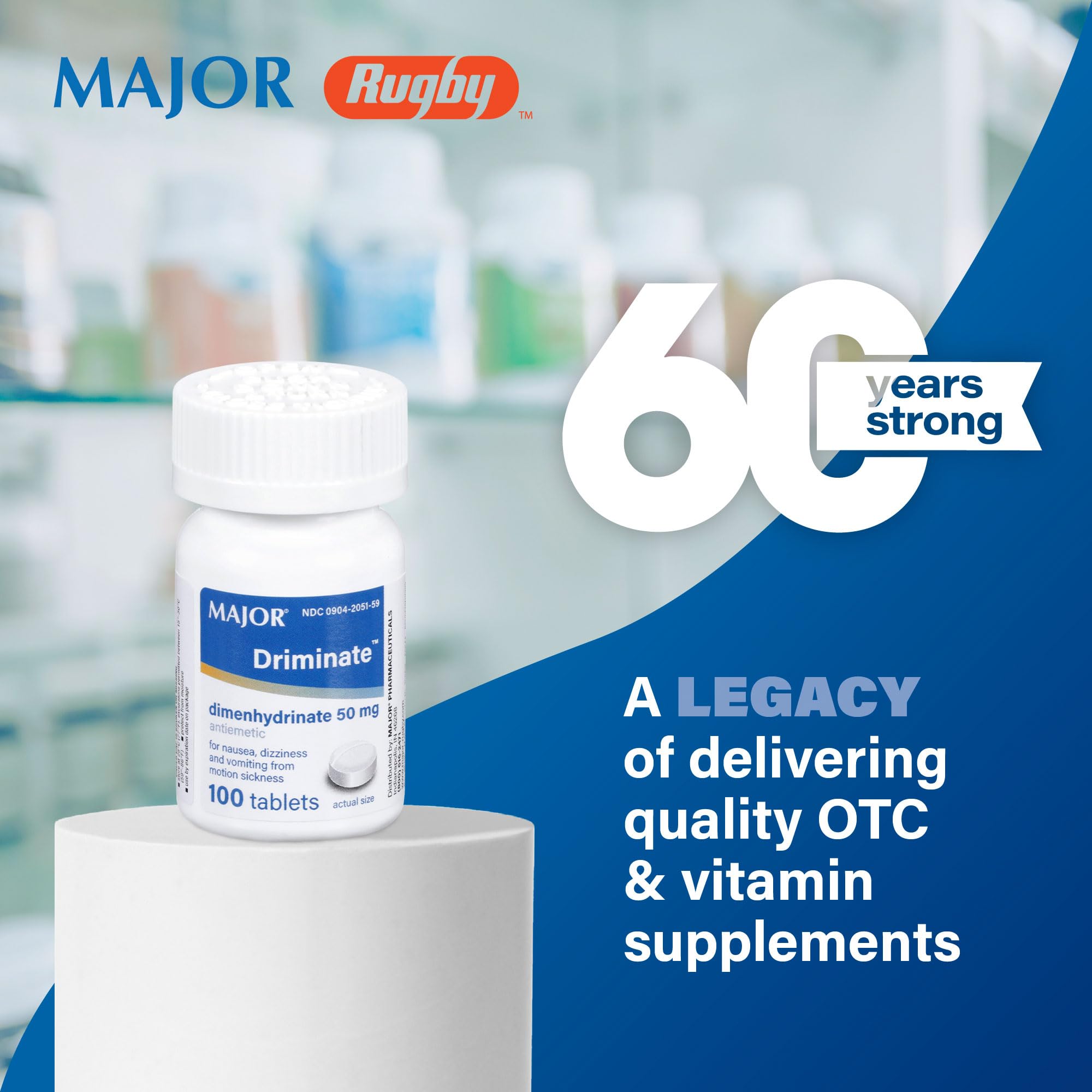 MAJOR Driminate dimenhydrinate 50mg tablets anti nausea travel medicine label details