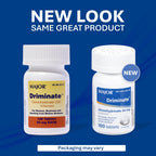 MAJOR Driminate 100 count bottle side panel showing drug facts and warnings