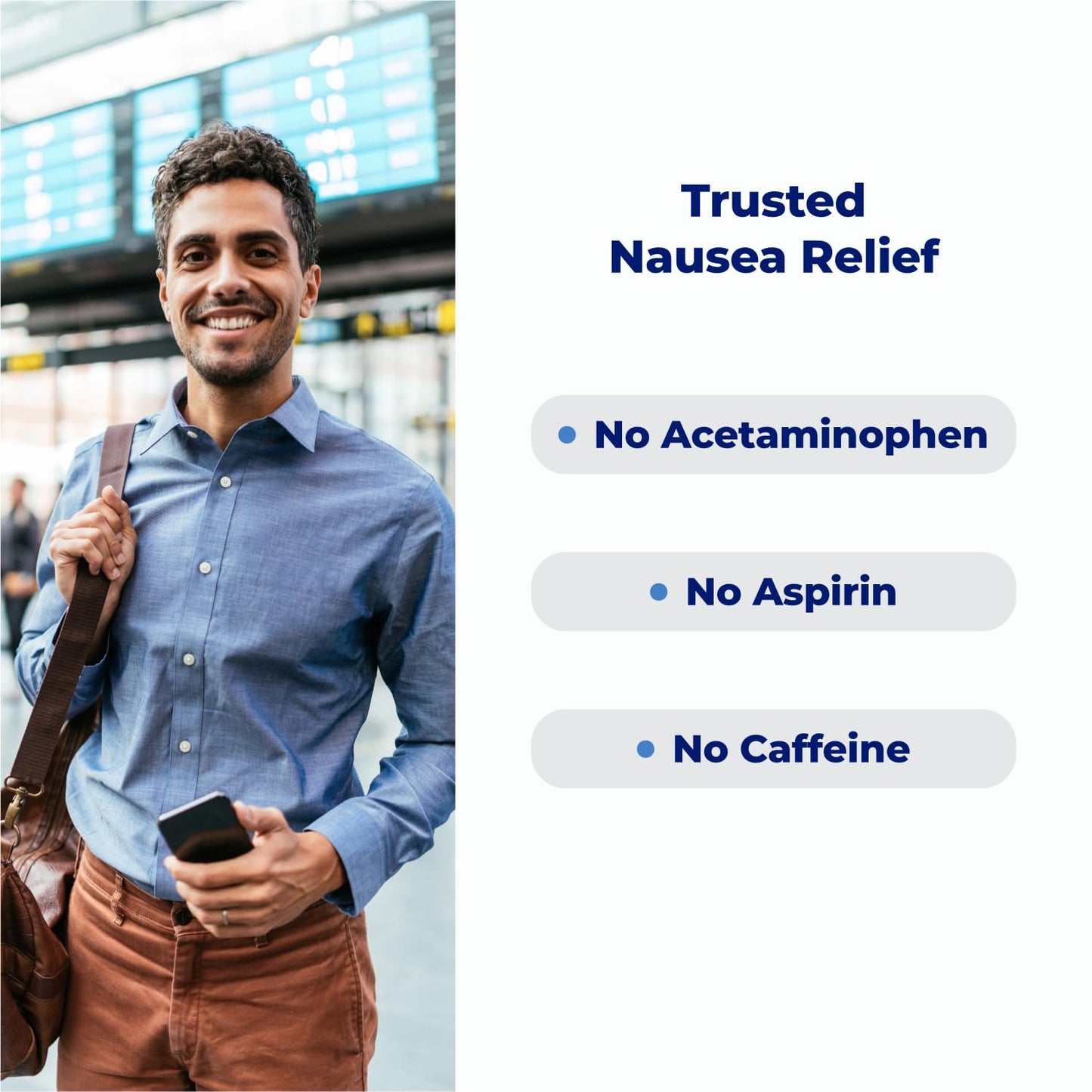 Emetrol rapid nausea relief non drowsy chewables bottle layout illustrating travel friendly packaging