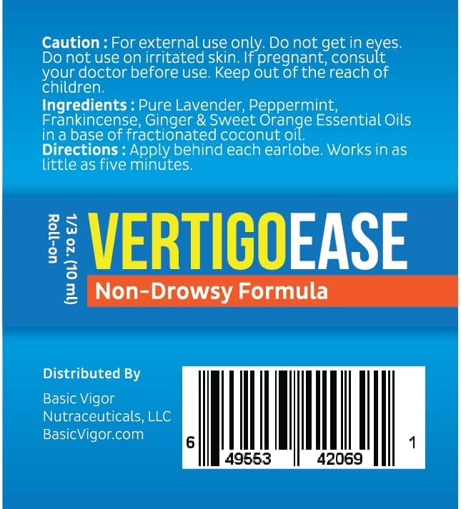 Close up of the roll on applicator tip of Basic Vigor Vertigo Ease for targeted aromatherapy behind the ear.