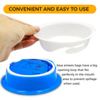 Compact folded disposable emesis bag demonstrating its highly portable size for car glove compartments