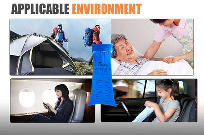 A pack of fifty blue non transparent disposable vomit bags arranged for travel emergency preparedness