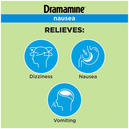 Dramamine motion sickness less drowsy formula travel pack containing twenty tablets