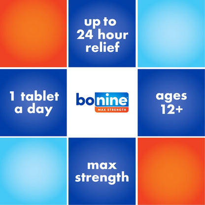 Bonine MAX twenty four hour travel sickness protection label directions