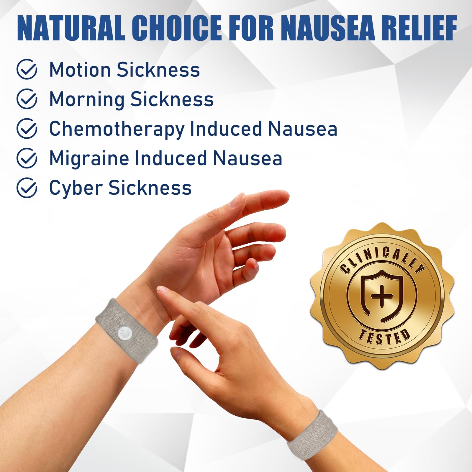 Hionfurt anti nausea wristband showing the inner plastic stud designed for P6 acupressure point stimulation.