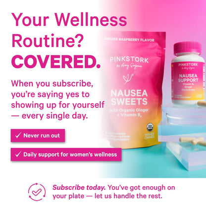 Pink Stork motion sickness lozenges certified USDA Organic and gluten free product label close up