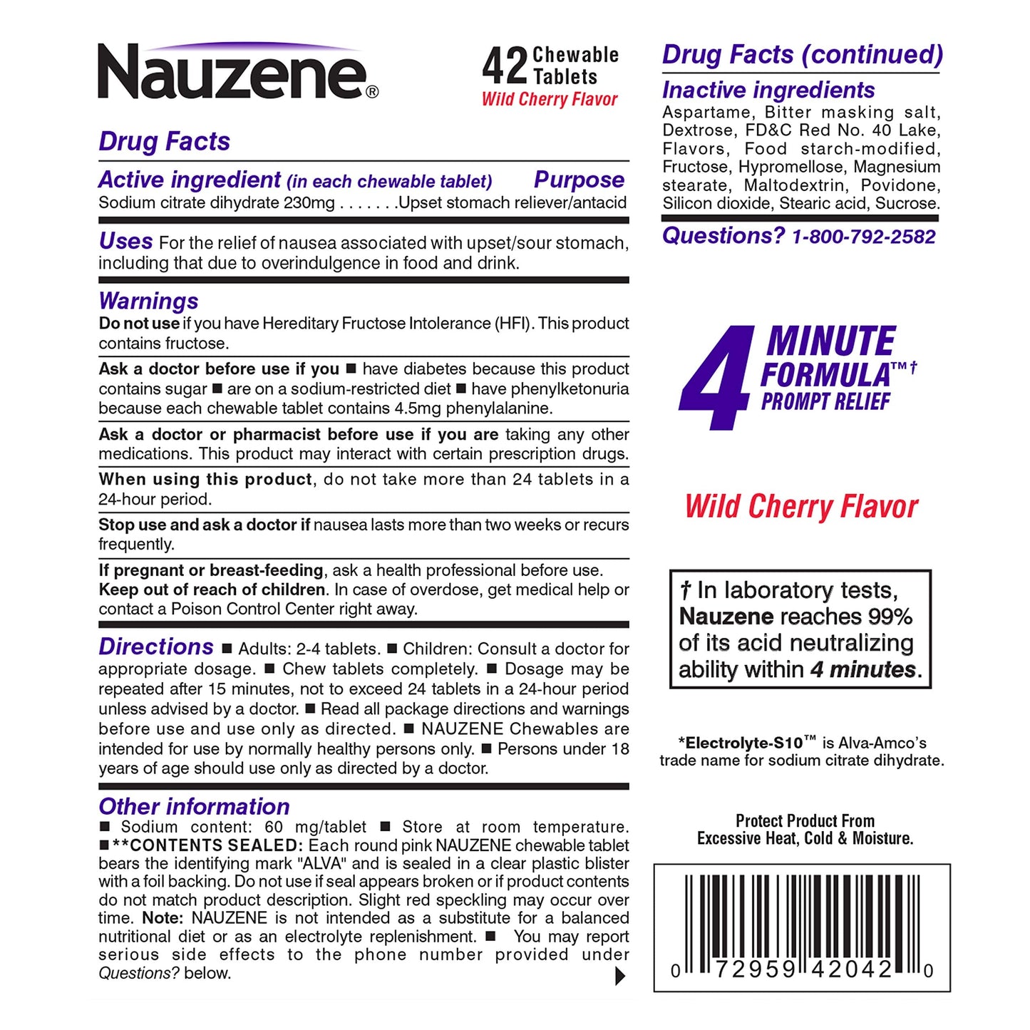 Nauzene imported non drowsy nausea relief chewable tablets expiration and barcode details