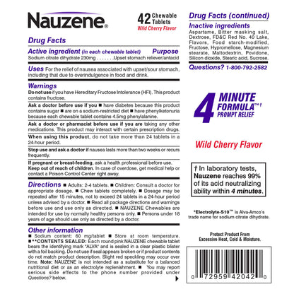 Nauzene imported non drowsy nausea relief chewable tablets expiration and barcode details
