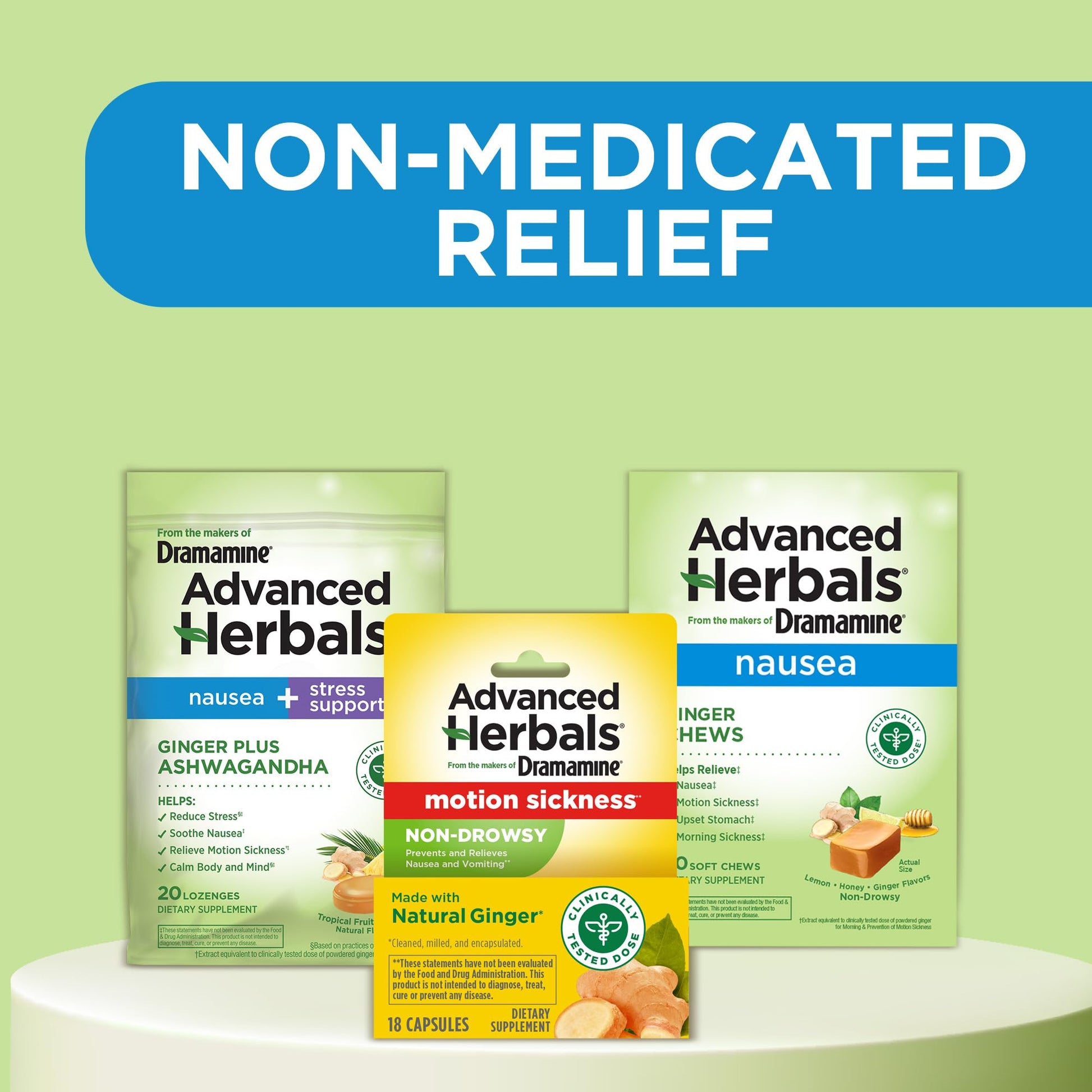 Dramamine advanced herbals morning sickness relief chew close up view