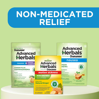 Dramamine advanced herbals morning sickness relief chew close up view