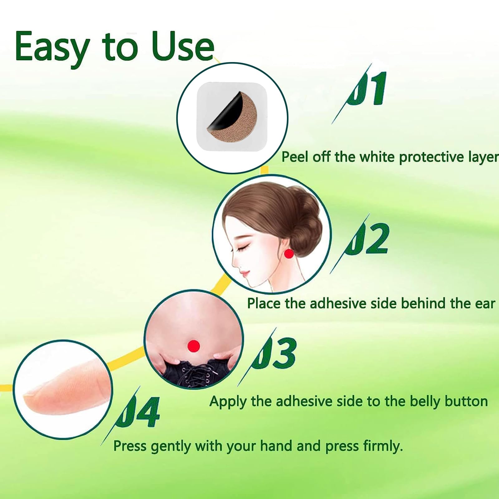 Herbal non drowsy travel patches applied behind the ear for nausea prevention